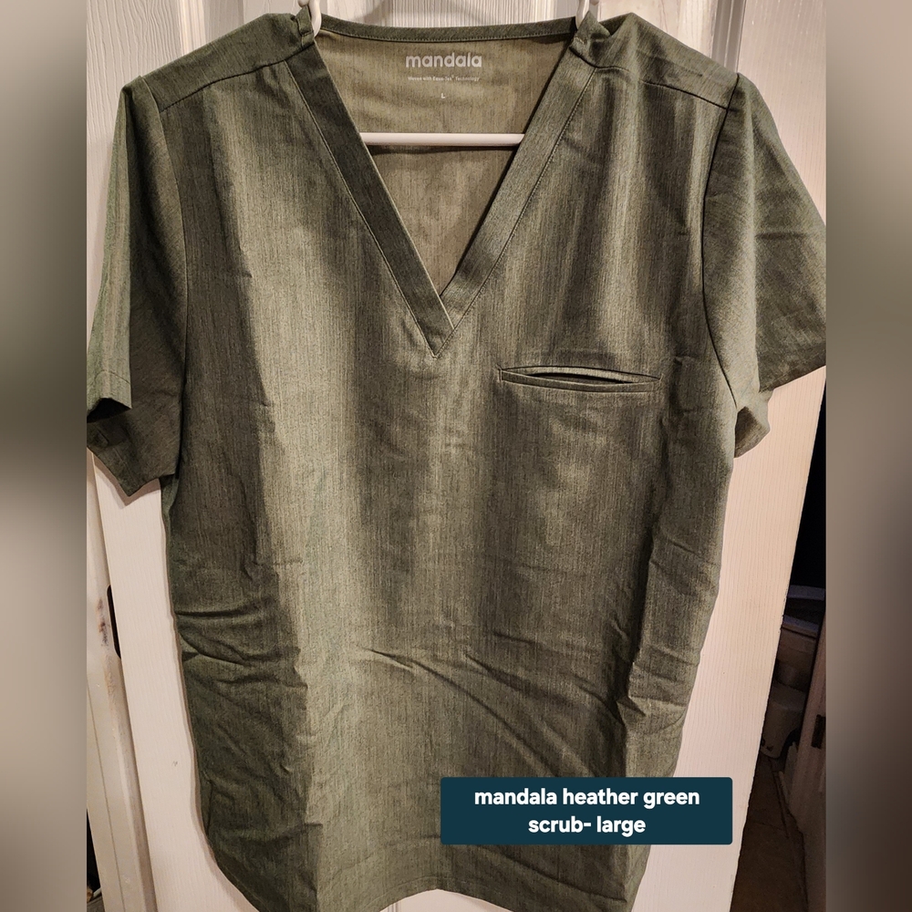 Mandala Heather Green V-Neck Women's Top